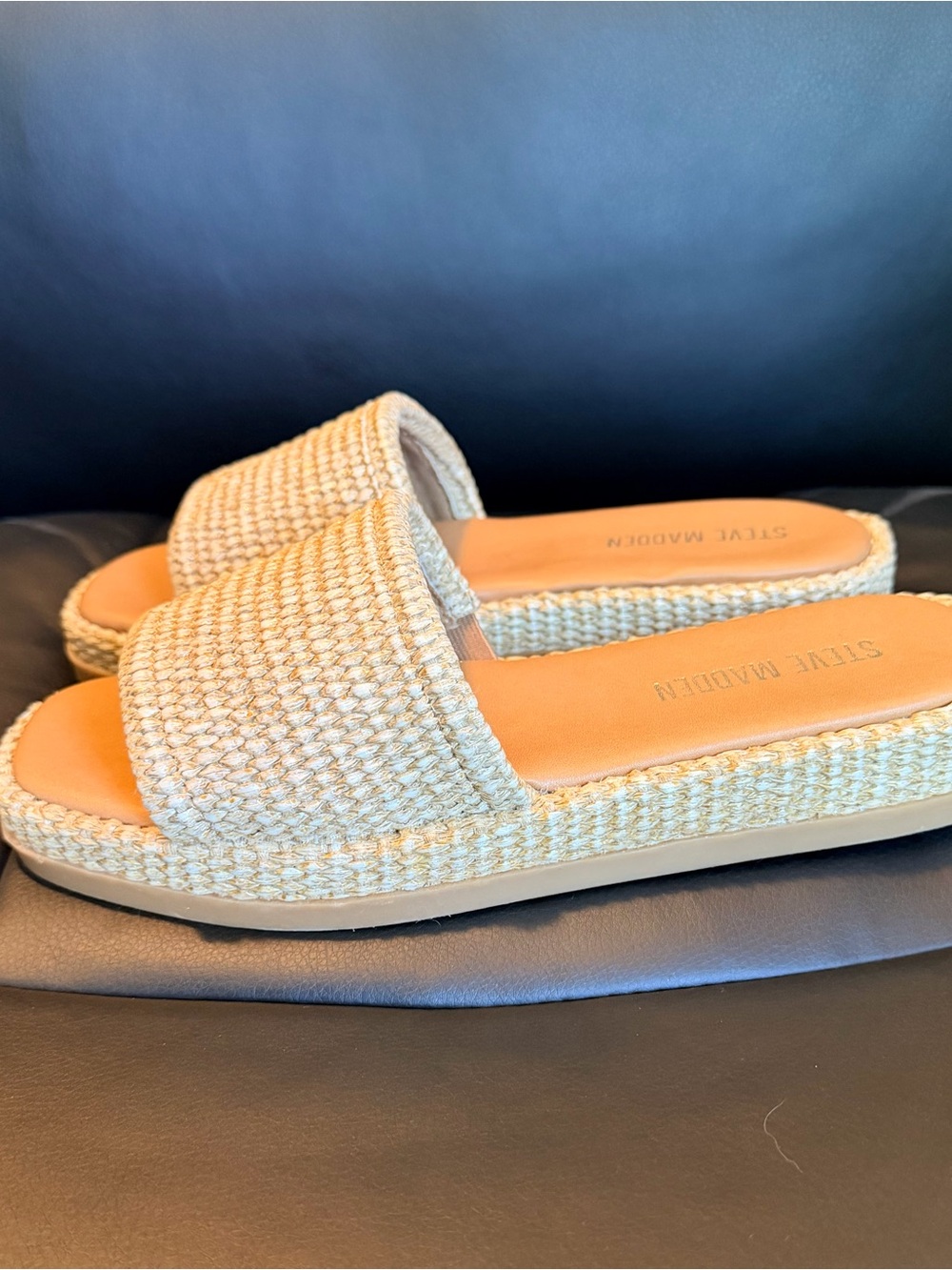 Steve Madden Natural Woven Slide Sandals in Beige - Picture 3 of 5